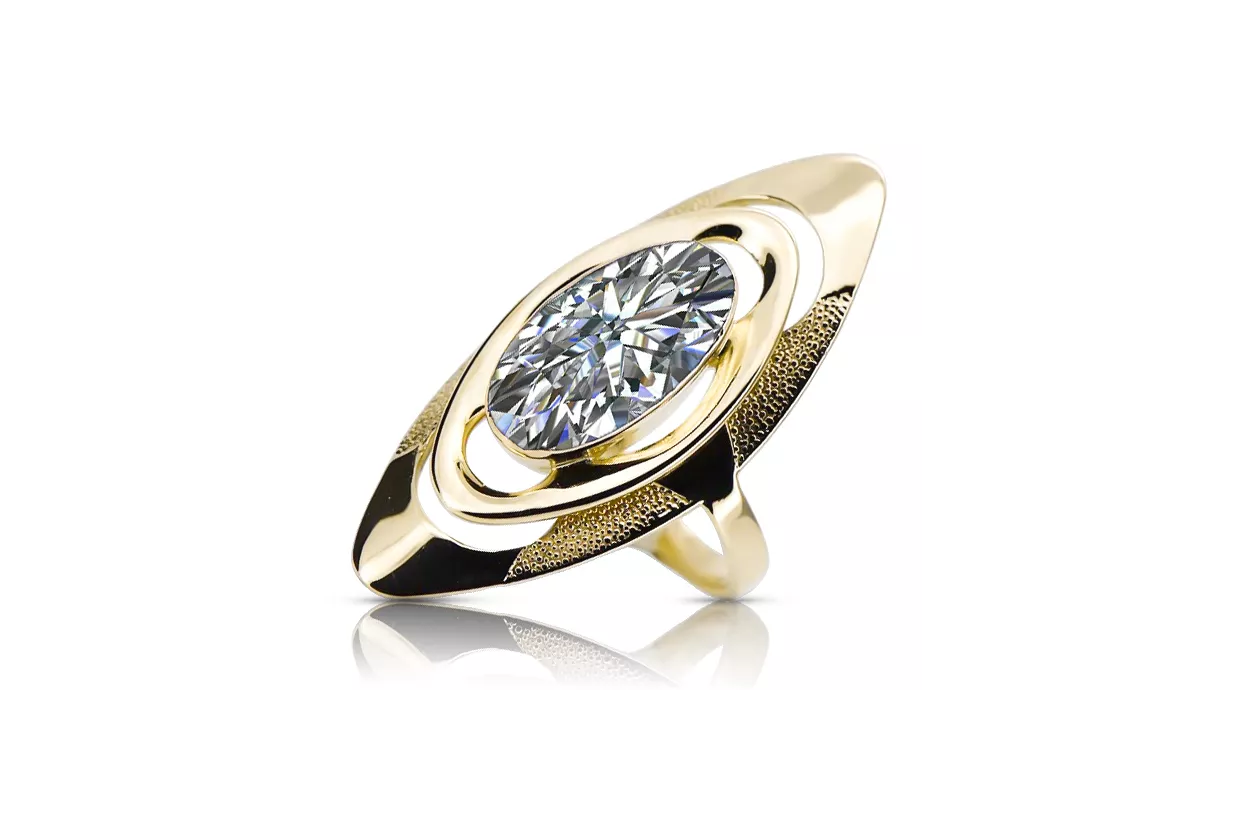 Ring Vintage craft Zircon 14K Yellow gold vrc189y